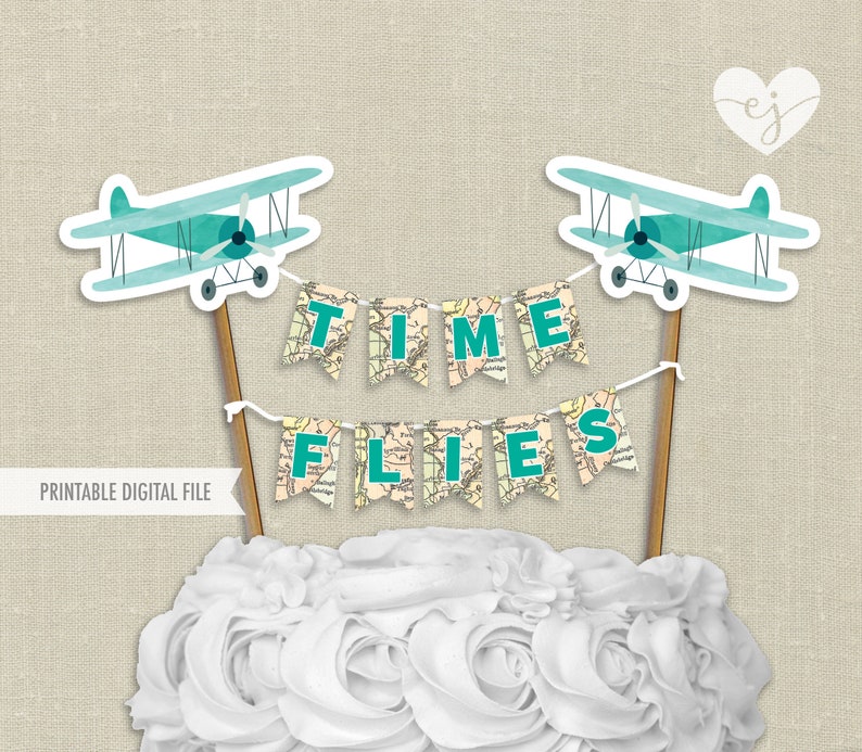 Vintage Airplane Cake Toppers, Printable Cake Toppers, Shower Cake ...