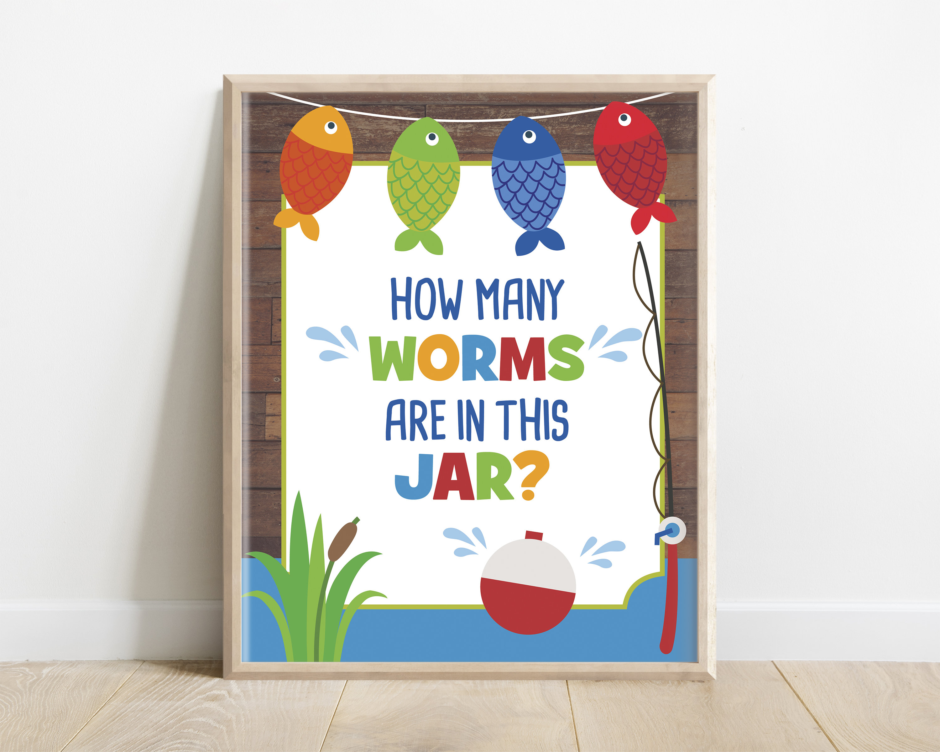 Guess How Many Worms Sign, Fishing Party Signs, Fishing Party Decor, Reeling in the Big One, Ofishally one party decor, Worms game sign, A1