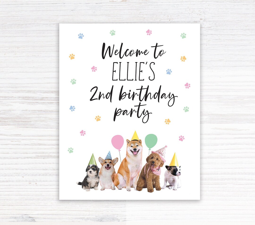 Puppy Party Welcome Sign, Puppy Birthday Sign, Printable Puppy Welcome ...