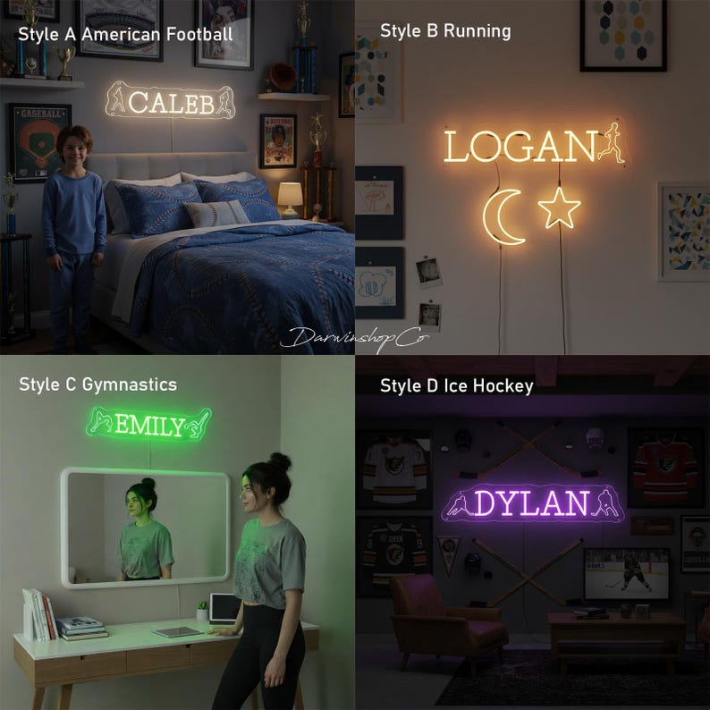 Personalized Name Neon Sign With Figures & Symbols,custom Sports LED ...