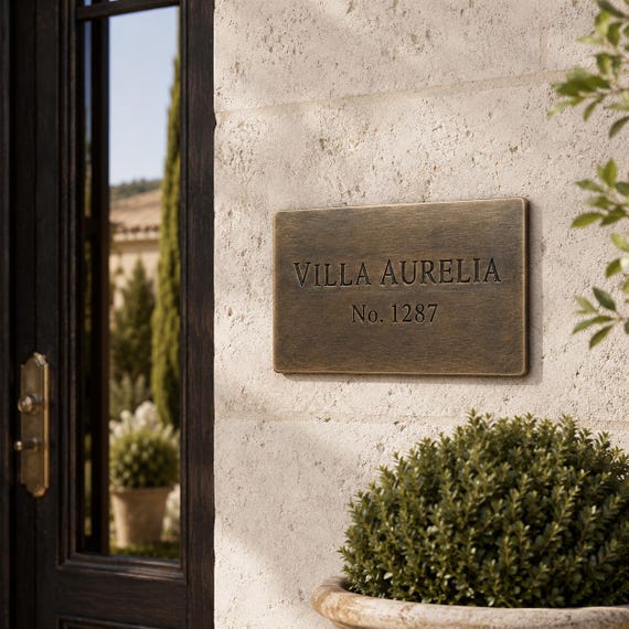 Custom Engraved House Plaque, Personalized Villa Name Sign, Address Number Plate, Custom Door Sign