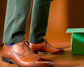 Aangepaste handgemaakte originele leren Oxford veterschoenen voor heren, schoenen met leren zool voor op kantoor, wiedenfeestje
