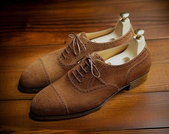 Zapatos Derby de ante para hombre, hechos a mano, con puntera reforzada, personalizables.