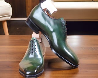 Handmade Italian Leather Oxford Shoes, Square Toe Dress Shoes