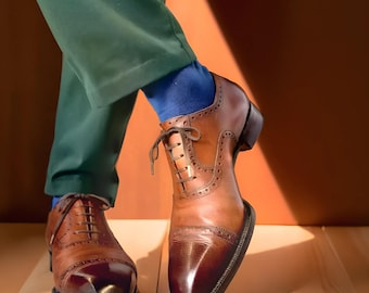 Customized handmade Genuine leather Oxford Lace Up Square toe shoes, Leather sole shoes for office, weeding party