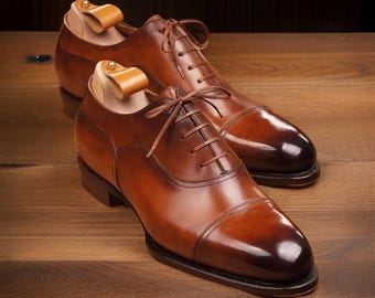 Handgemaakte leren oxfordschoenen, vetersluiting, gratis personalisatie