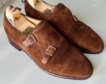 Men’s Dark Brown Suede Double Monk Strap Shoes Modern Smart Casual  Shoes