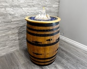 Whiskey Wine Barrel Fire Pit | Fire Glass INCLUDED |Gas Outdoor Fire Place | Patio Heater |Patio outdoor Decor | Barrel table liquor cabinet