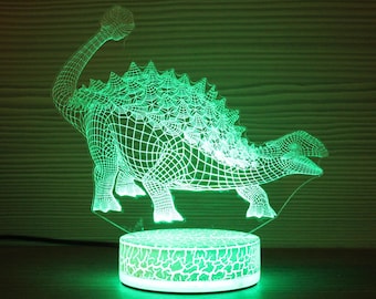 Ankylosaurus Dinosaurs Gift 3D Night Lamp 3D Night Light Children Light Home Decor 3D Illusion LED Lamp Gift for him Gift Idea Kid Birthday