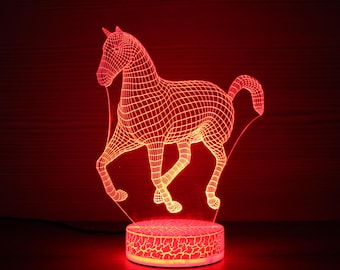 3D馬LEDランプ 馬好きの方へのギフト 馬アート 騎手ギフト テーブルランプ カラフルに輝くナイトライト ホームオフィス装飾 3Dナイトライト