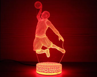 Basketball Player Gifts Basketball Decor 3D Night Lamp Night Light Children Light 3D Illusion LED Lamp Gift for him Gift Idea Kids