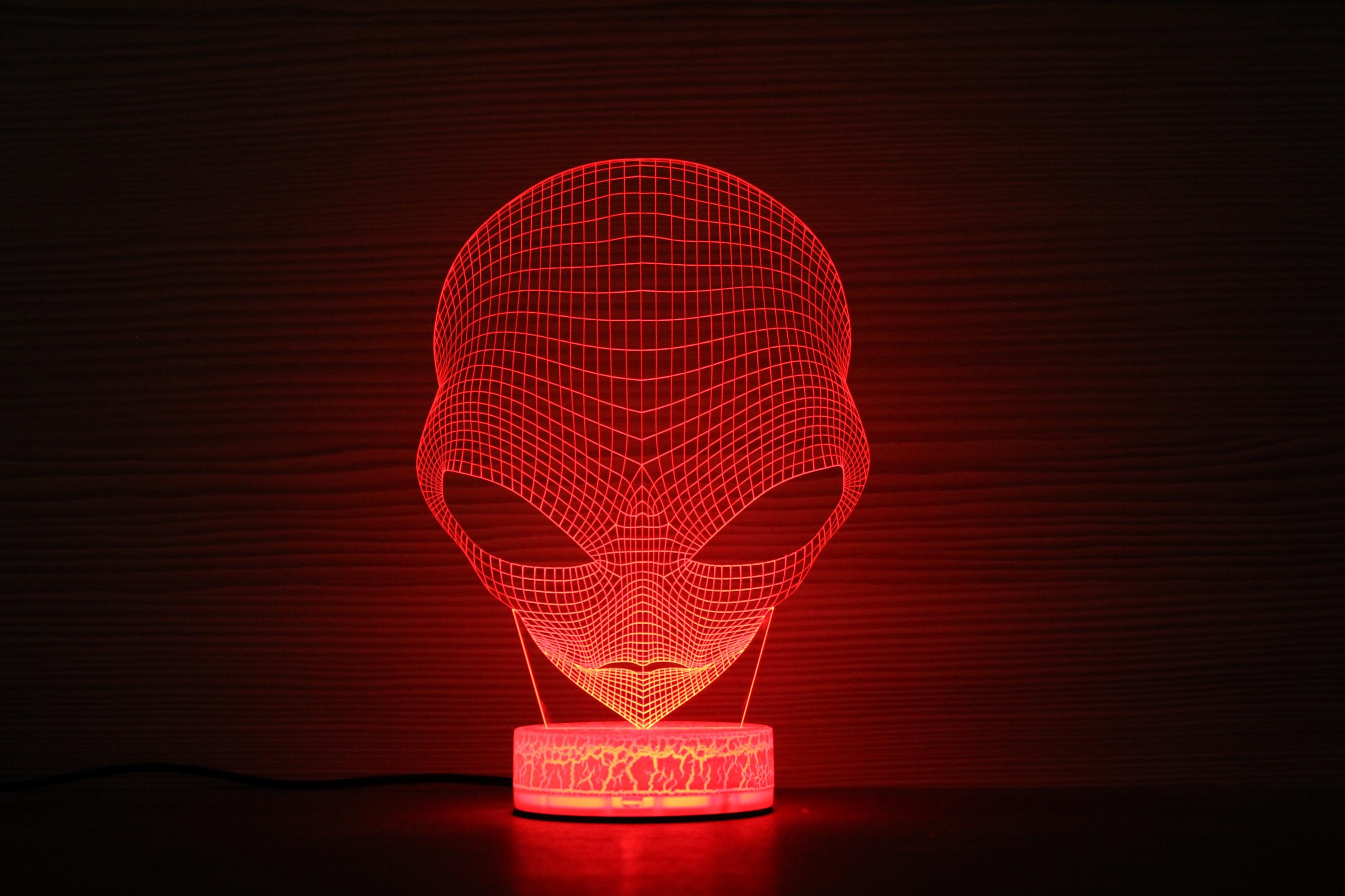 Alien Head 3D Night Lamp 3D Night Light Children Light 3D Illusion LED ...
