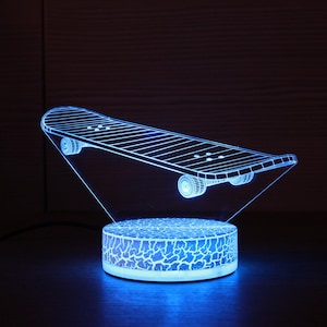 Skateboard 3D Lampada da notte Festa da skater Scarpe da skater Luce notturna 3D Bambini Lampada LED illusione 3D Regalo per lui Idea regalo Compleanno per bambini
