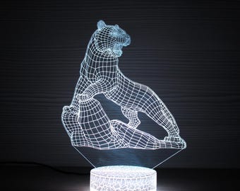 Lampada LED a luce notturna a forma di tigre, regalo per gli amanti delle tigri, regali artistici a forma di tigre, lampada da tavolo, luce notturna colorata e brillante, decorazione per ufficio, luce notturna 3D