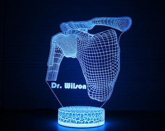 Regalo para ortopedista Lámpara de articulación del hombro Regalo para ortopedista Lámpara de noche para hombro Lámpara LED Lámpara de noche 3D Luz de noche 3D Ilusión 3D