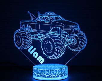 Monster Truck Gift Custom Night Light Car Lovers Kids Bedroom Decor 3D Night Lamp Monster Truck Lamp Personalized Lamp