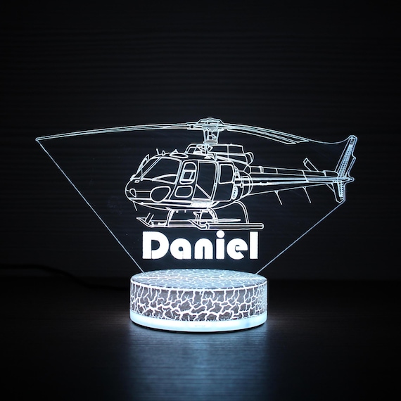 Helicopter Custom Name Lamp Personalized Bedroom LED Cloud Decor Sign Light 3D Night Lamp 3D Night Light Children Light 3D Illusion