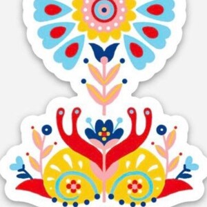 Racconto di lumache ADESIVI rosa rosso e blu Fiori di arte popolare Scandi 3&quot; lavastoviglie/cassaforte per esterni!