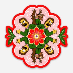 Weerwolf Vlaanderen weet wat je raar hebt gedaan id THOH de simpsons mandala sticker 3”