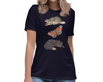 Entspanntes Damen-T-Shirt aus der Tierwissenschafts- und Naturkollektion