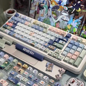 Ensemble de 143 touches inspirées des personnages de Totoro Ghibli | PBT moulé pour interrupteurs Cherry MX et style MX