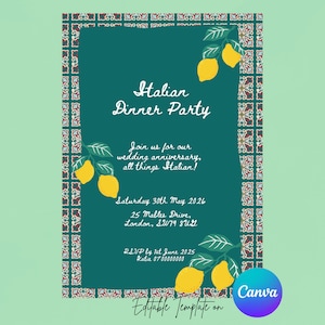 Italian Style Party Invitation, Italian Wedding, Positano Invitation, Lemon Invite, Bachelorette Invitation, Italy Themed Invitation