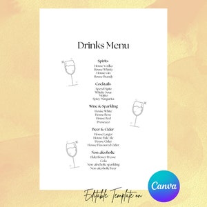 Celebration Drinks Menu, Bar Menu Template, Drinks Menu Sign, Drinks Menu Sign, Minimalist Drinks Menu, Modern Drinks Menu, Bar Menu