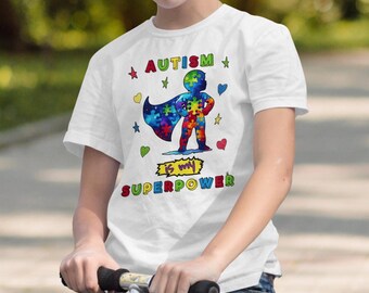 Camiseta "El autismo es mi superpoder", Concienciación sobre el autismo, Superhéroe con pieza de rompecabezas, Aceptación del autismo, Camiseta de neurodiversidad, Camiseta infantil con autismo