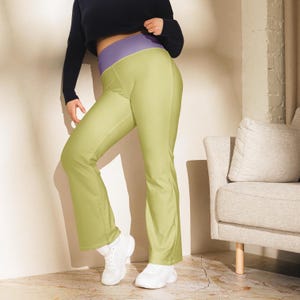 Lime Green Flare Leggings | High-Waisted Leggings | Yoga Pants | Workout Set