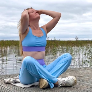 Light Blue Flare Leggings | High-Waisted Leggings | Yoga Pants | Workout Set