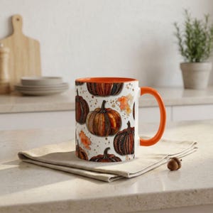 Stained Glass Art Pumpkin Pattern Mug | 11oz or 15oz | Fall Pumpkin Design | Halloween Gift for Her | Cozy Fall Vibes | Autumn Coffee Mug