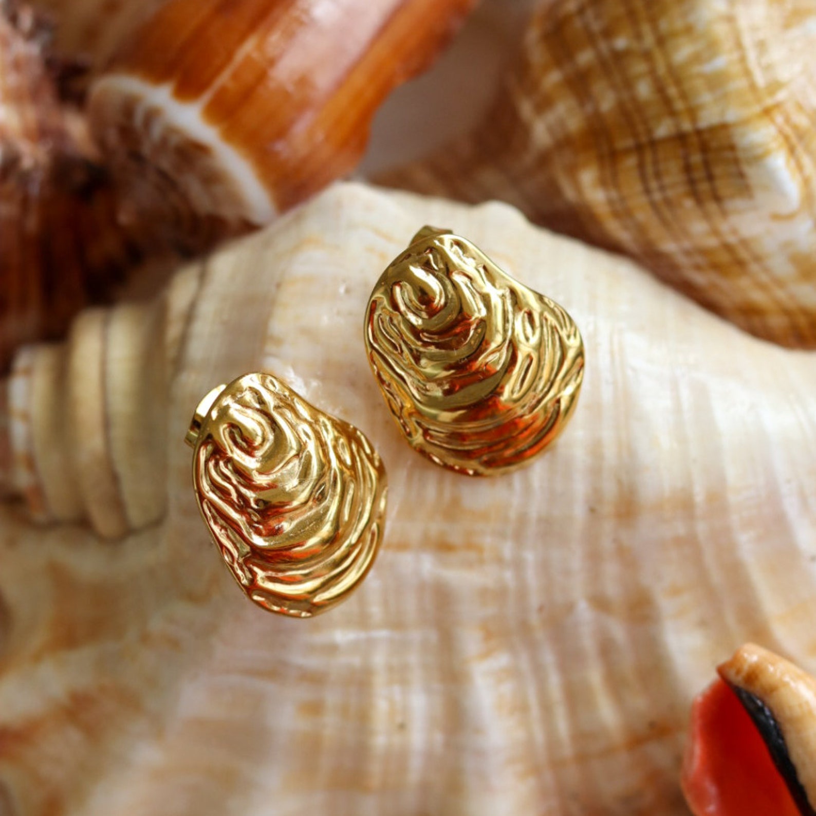 The Oyster Earrings Gold main image 0