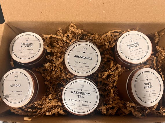 Hand-Poured Soy Candle Sampler Set: Wedding Favors, Natural Scents
