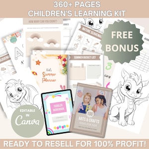 360 + Kids PLR-Paket mit Master-Wiederverkaufsrechten, Lernpaket für Kinder, MRR PLR-Lernressourcen, druckbare Mrr-Arbeitsblätter für Kinder