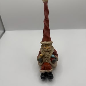Whimsical Brinnco Santa Figurine with Tall Hat – 1990s Christmas Decor – 13” Resin Figure