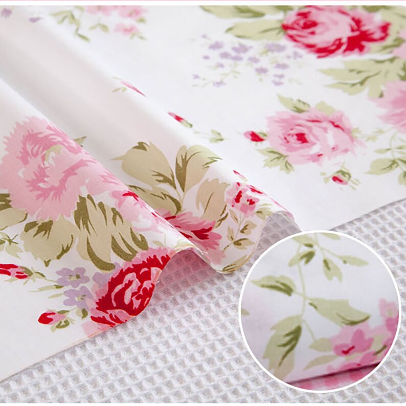 Floral Cotton Fabric Vintage Inspired Large Rose Flowers on Etsy