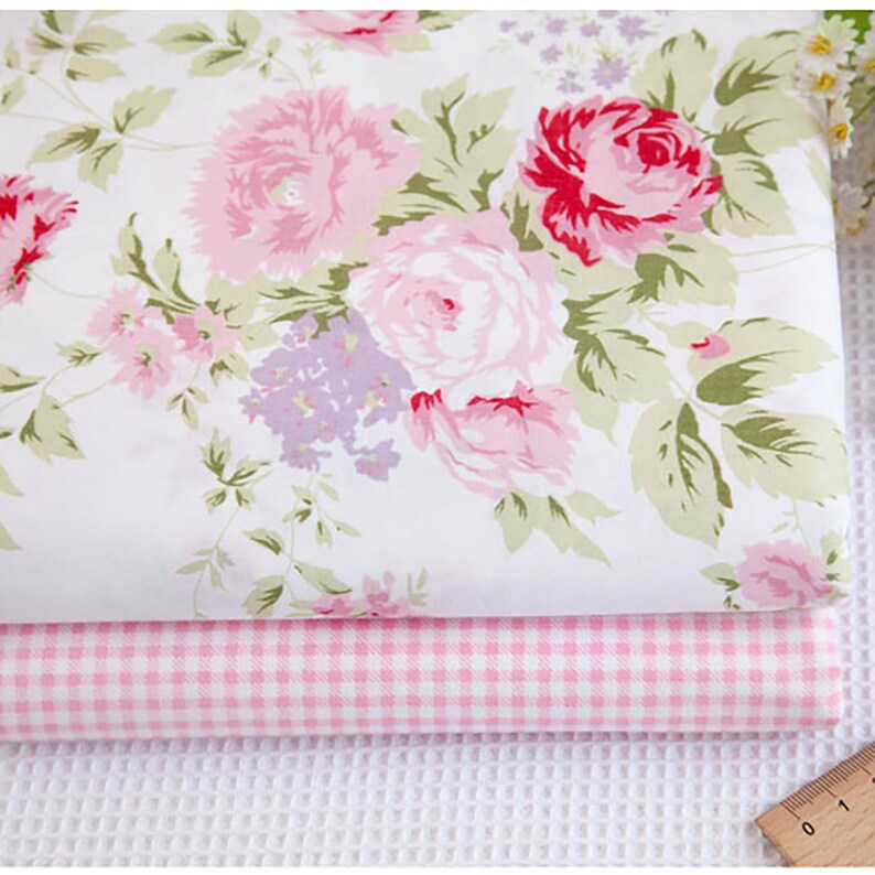 Floral Cotton Fabric Vintage Inspired Large Rose Flowers on Etsy