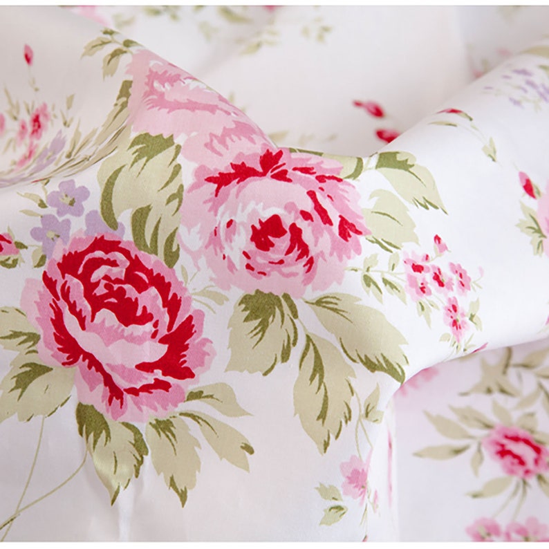 Floral Cotton Fabric Vintage Inspired Large Rose Flowers on Etsy
