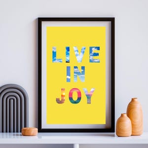 Live in Joy Print: Vibrant Yellow Positive Affirmation Art (Digital Download