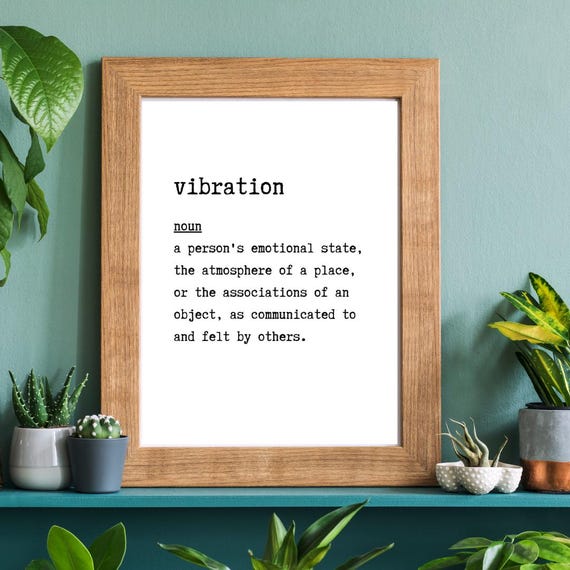 Vibration Definition Wall Art - Black and White Dictionary Print -  Minimalist Spiritual Quote Digital Download