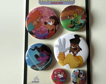 Curated Button Pin Pack - A Goofy Movie (6 Pack) | 90s Disney Nostalgia Pins | Goofy Max Powerline Roxanne | 90s Kid Gift