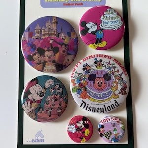 Disneyland Birthday Button Pack – Mickey Mouse 90s Nostalgia Pins