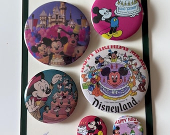 Disneyland Birthday Button Pack – Mickey Mouse 90s Nostalgia Pins