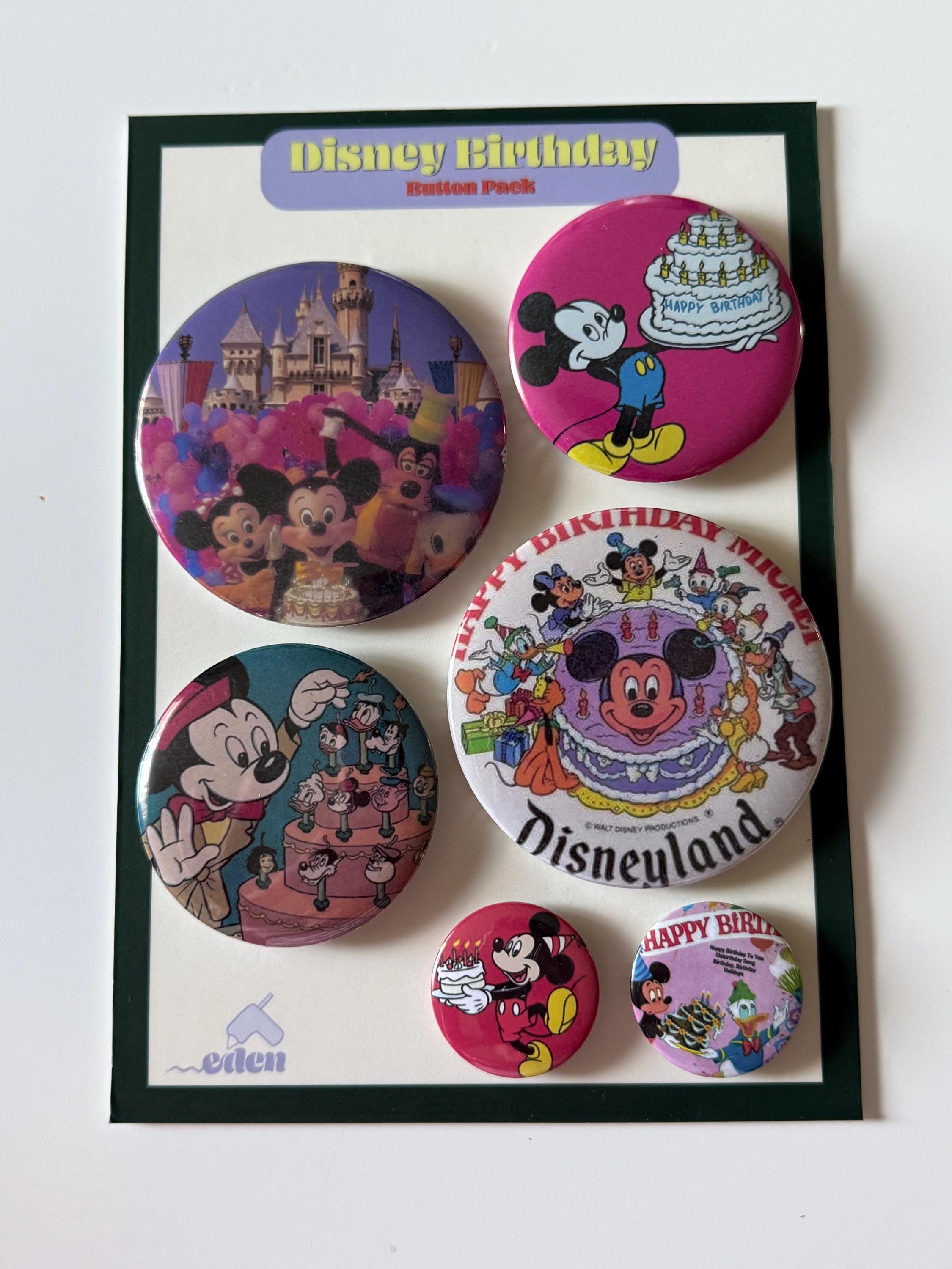 Disneyland Birthday Button Pack – Mickey Mouse 90s Nostalgia Pins