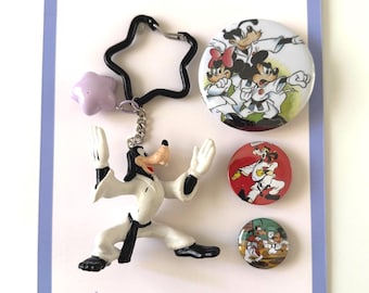 Karate Goofy Curated Bag Accessory Set! Bag charm + 3 buttons