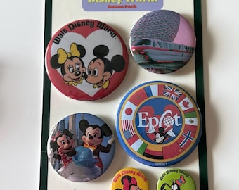 Curated Button Pin Pack -Walt Disney World (6 Pack) | 90s Disney Nostalgia Pins WDW | Gift for Disney Lover