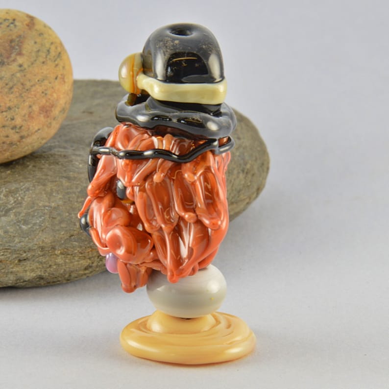 Izzybeads SRA Lampwork Glass Bead Focal Bead Glass Sculpture Collectible WANTED Patch the Outlaw Focal Bead