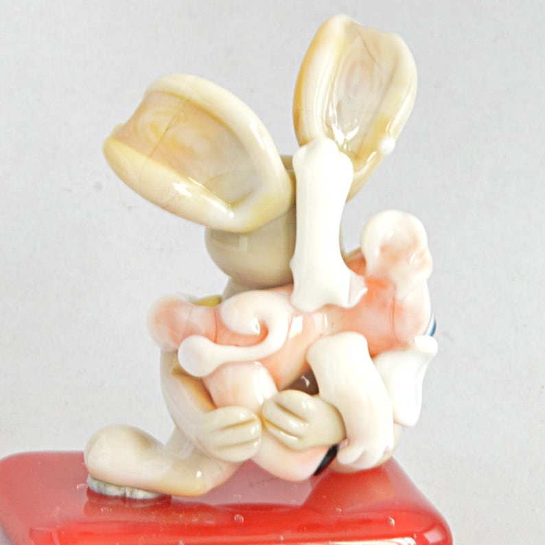 Lampwork Glass Focal Bead Glass Sculpture Collectible Izzybeads SRA Piggy Back HARE and Pig Focal Bead Pendant
