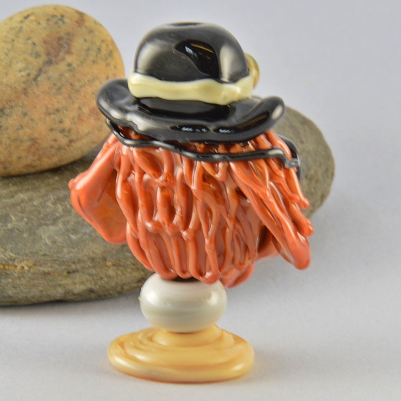 Izzybeads SRA Lampwork Glass Bead Focal Bead Glass Sculpture Collectible WANTED Patch the Outlaw Focal Bead