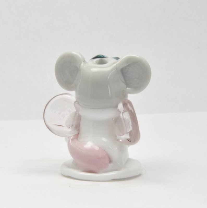 White Mouse Izzybeads SRA Lampwork Glass Focal Bead Pendant Glass Sculpture Collectible Focal Bead Church Mouse